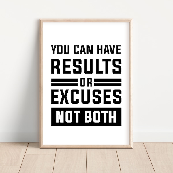 You Can Have Results Or Excuses Not Both Print, Fitness Poster, Gym Dekor, Gym Printable Wall Art, Workout Motivation, SOFORT DOWNLOAD