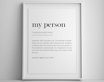 My Person Definition Print, Soulmate gift, gift for her, My Person Wall Art Prints, wedding gift, husband gift, couples wall art