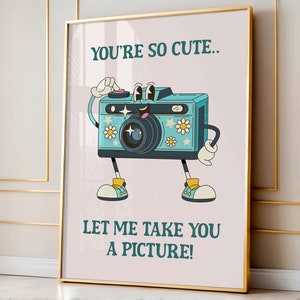 Retro Quote Wall Print, Quote Wall Art, Digital Print Download, Preppy Dorm Room Decor, funky retro wall art print trendy poster aesthetic