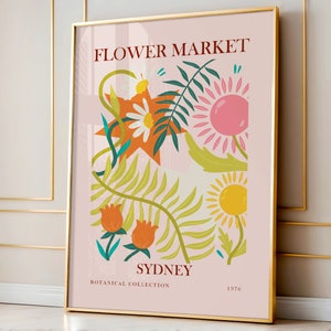 Blumenmarkt, Botanica Decor, Blumendekor, Botanische Wandkunst, Blumenmarkt Poster, Abstraktes Blumenmuster, Retro Blumenmarktdruck