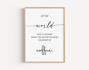 Coffee Art Print, Coffee Decor, Kitchen Wall Print, Coffee Lover Gift, Minimalist Coffee Wall Art, Quote Print, Kitchen Printable