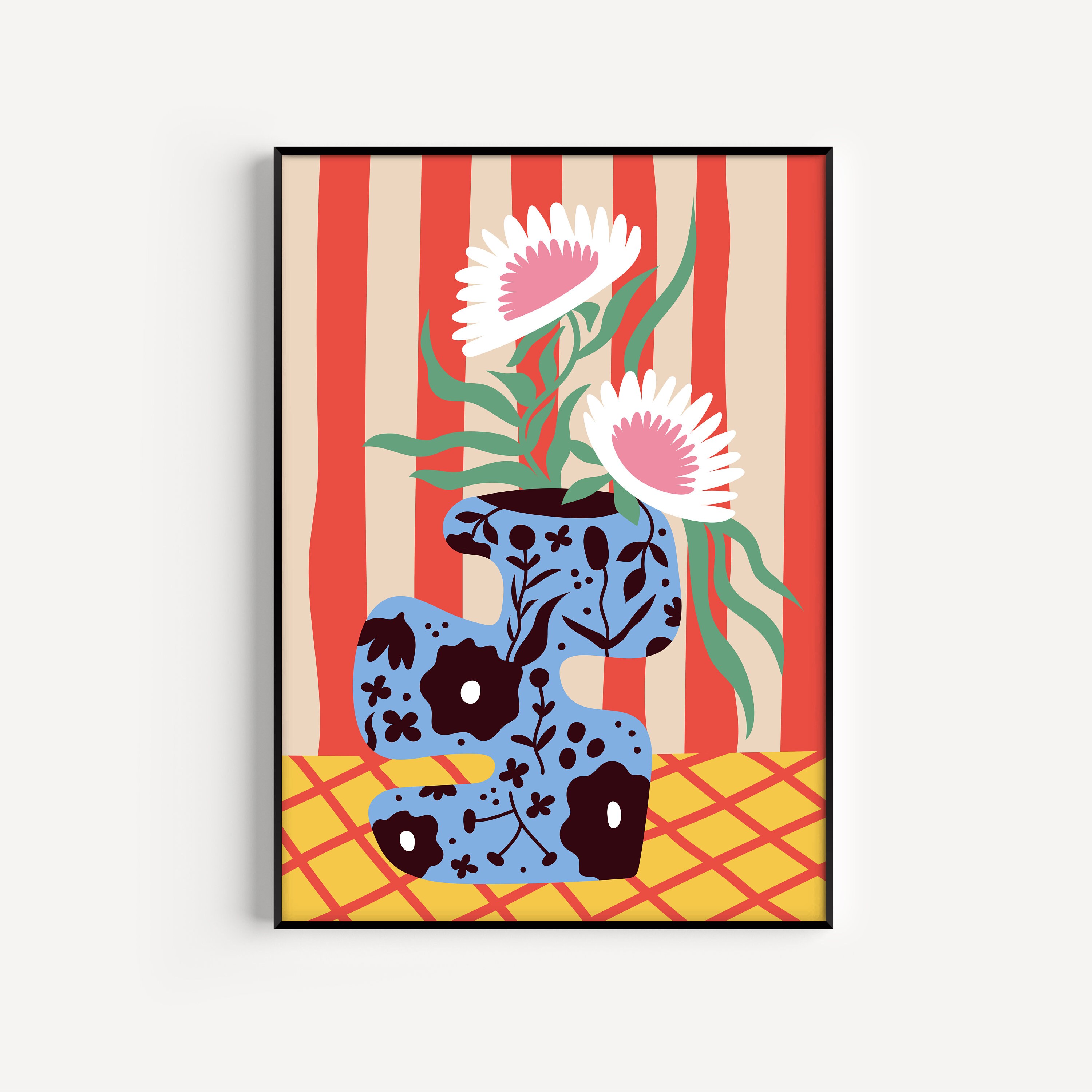 Botanical Wall Art, Boho Abstract Flowers Print, Floral Wall Art ...