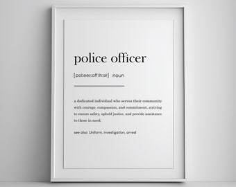 police Officer definition print, Police gift, Police gifts, police graduation, cop gifts, Police Officer Gifts, definition print