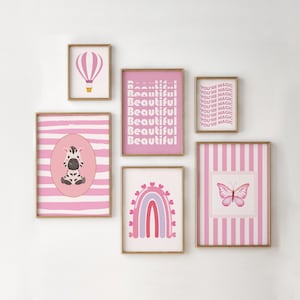Girls Room Prints, Playroom Prints, Girls Nursery Wall Art Set, Pink Nursery Wall Art, Animal Prints, Eclectic Wall Art, Birthday Gift