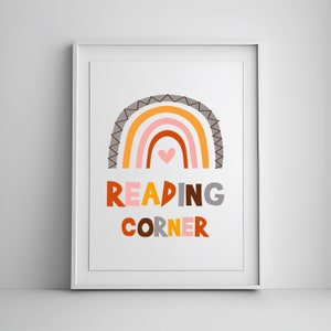 Reading Corner Sign, Classroom decor, Homeschool decor, Boho Classroom Decor, Kids Read Wall Art, Playroom Wall Decor, Reading Book