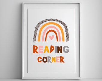 Reading Corner Sign, Classroom decor, Homeschool decor, Boho Classroom Decor, Kids Read Wall Art, Playroom Wall Decor, Reading Book