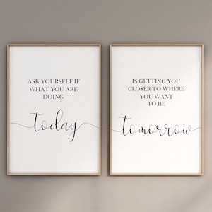 Ask yourself Printable, Set of 2 prints, Inspirational Quotes, Minimalist Decor, Home Wall Decor, Office Wall Art, Home Office