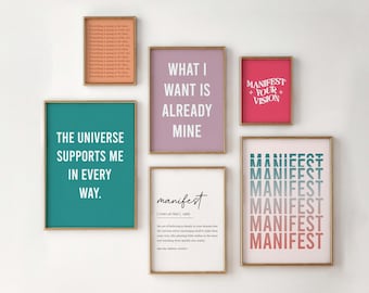 Galeria de Parede Manifest, arte de parede de afirmação, impressão de definição de manifesto, decoração moderna, imprimíveis de manifestação, download digital