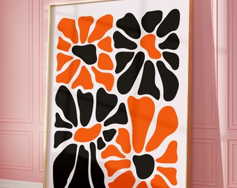 Botanical Wall Art, Flower Decor, Trendy Floral Poster, Colorful Art Print, Matisse Flower Poster, Digital Prints