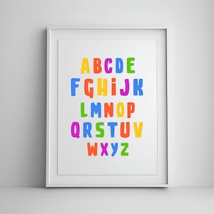Rainbow Alphabet Poster, Educational Printable Wall Art, Rainbow Classroom Decor, Nursery Alphabet Printable Wall Art, ABC Print