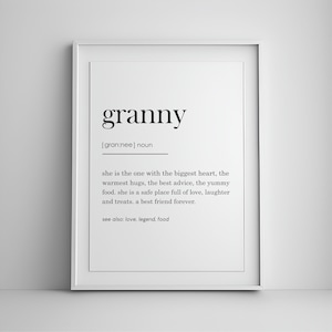 Granny Definition print, Grandmother gift, Grandma gift, Gifts for Grandma, Printable wall art, gifts for nana
