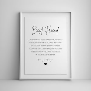 Cadeau meilleure amie, cadeau d'anniversaire pour elle, cadeaux d'anniversaire Bestie, art mural imprimable, citation esthétique meilleure amie, impressions numériques