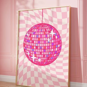 Disco Ball Wall Art, Trendy Funky Wall Art, Preppy Wall Art, Retro Wall Art, retro disco art print, aesthetic college apartment decor