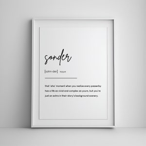 sonder definition printable, minimalist poster, inspiring definition, home decor wall art, word definition wall art
