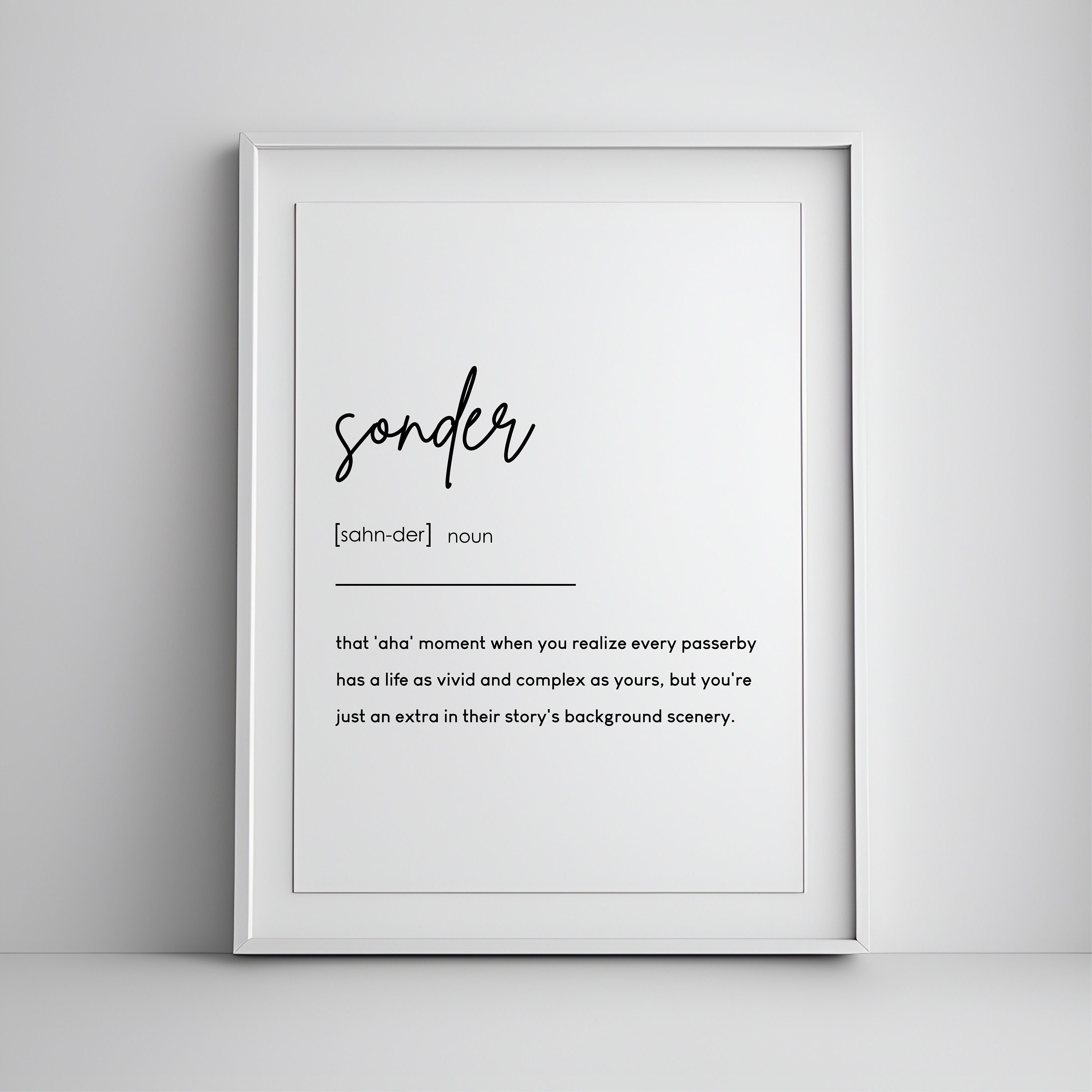 Sonder Definition Printable, Minimalist Poster, Inspiring Definition