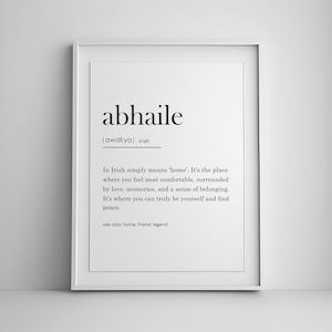Abhaile Definition Print, Irish Home Decor, Gaelic Art, Gaeilge, Ireland Print, Irish Print, printable wall art, Ireland Art