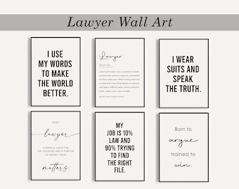 Funny Lawyer Office Decor Set of 6 Printable, Lawyer Gift, Funny Law Student Quotes, Lawyer Office Print, Law Student Graduate
