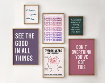 Overthinkers Gallery Wall Art, Creativity Print, Retro Wall Art, Unique Eclectic Wall Art, Trendy Room Decor, Overthinking Decor