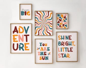 Kids Gallery Wall Art Set of 6, Kids Room Decor, Playroom Decor, Nursery Decor, Printable Wall Art, Classroom Decor, Neutral Kids Decor