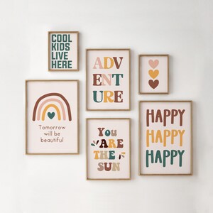 Galleria di stampe per camerette dei bambini, set di 6, stampe da parete per cameretta dei bambini, decorazioni per la sala giochi, stampe per camerette dei bambini, stampe da parete eclettiche / DOWNLOAD DIGITALE