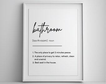 Bathroom Definition Wall Art, Printable Bathroom Wall Art, Home Wall Decor, Bath Decor, Bathroom Print, Definition Print, Quote Print