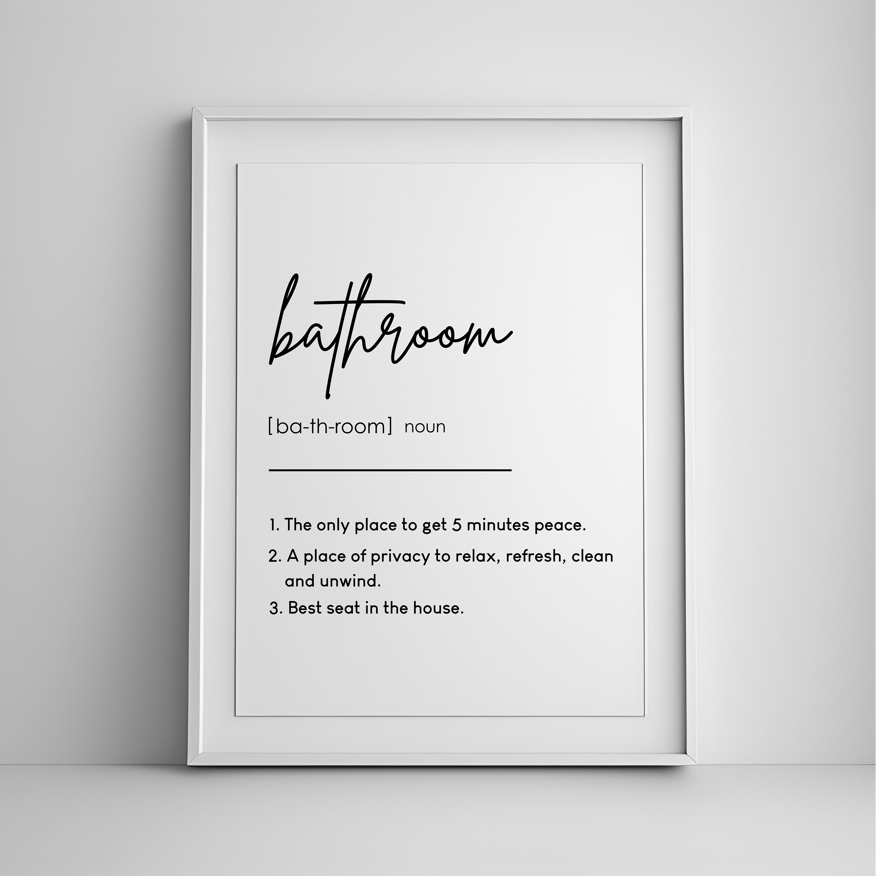 Bathroom Definition Wall Art, Printable Bathroom Wall Art, Home Wall