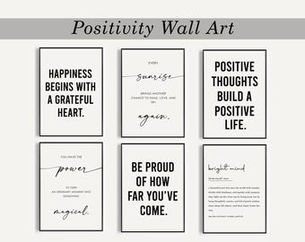 Arte mural positivo, impresión de salud mental, póster con cita, impresión artística inspiradora, oficina en casa, cita positiva, impresión digital
