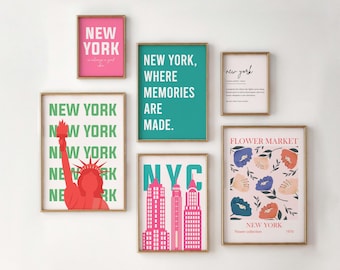 New York Gallery Wall, New York City Travel Print, Apartment Art Dorm Room Decor, NYC Print Poster, Digital Download