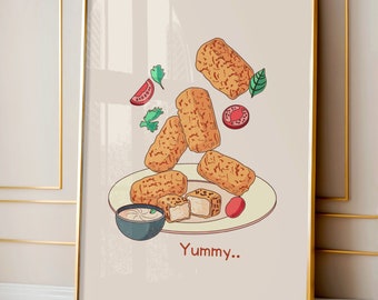 Retro Kitchen Wall Decor, Kitchen gift, Vintage Kitchen Poster, Kitchen Decor, Printable Wall Art for Kitchen Illustration, Dining Room