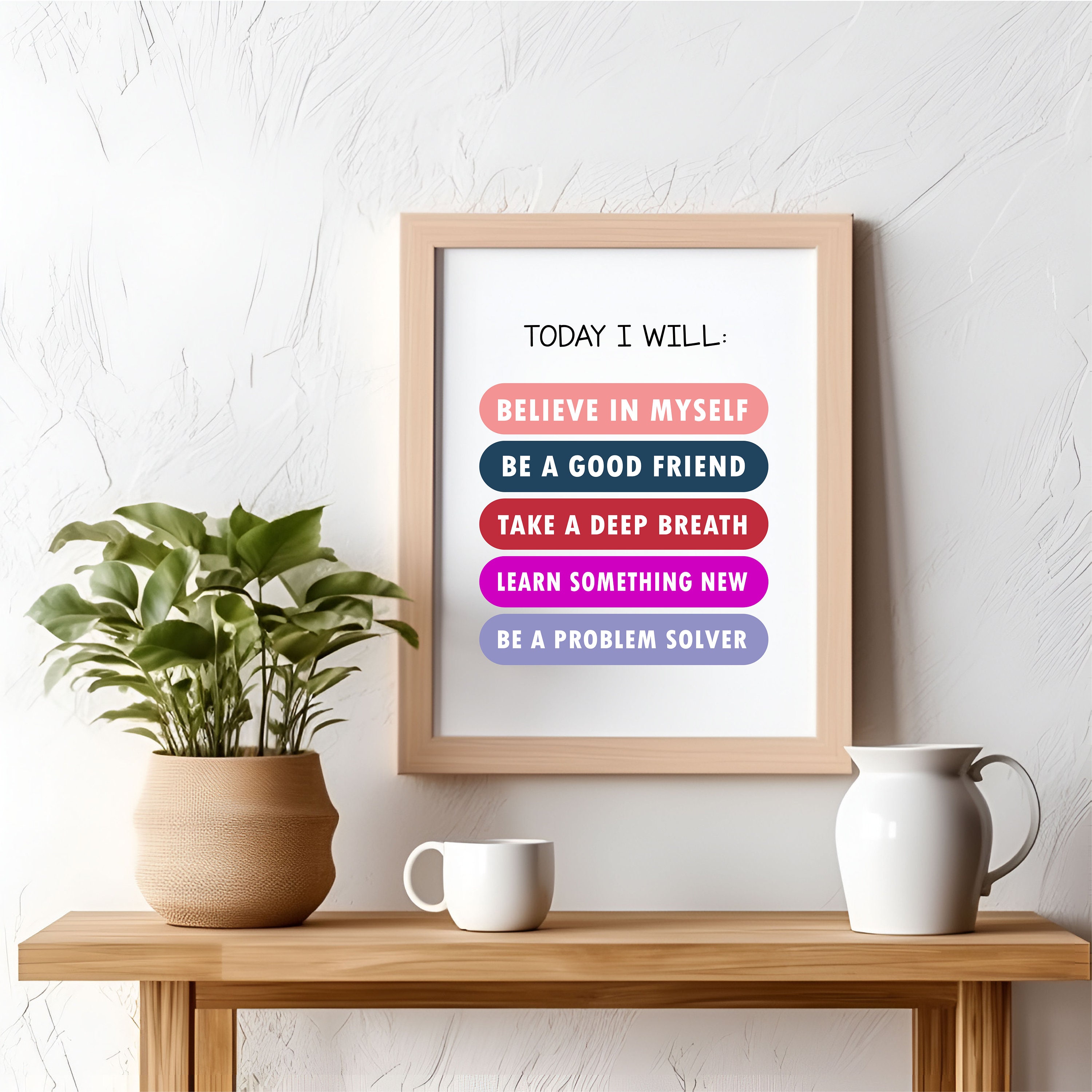 Today I Will, Kids Affirmation Art, Kids Wall Art, Positive Quote Print ...