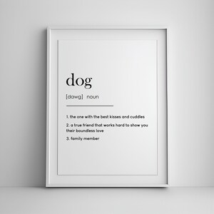 dog definition print, dog wall art, dog home decor, dog art print, printable wall art, gift for dog lover, digital print