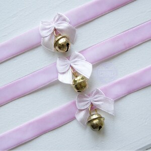 Kawaii gold bell velvet choker neko girl pastel pink choker