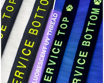 Premade SERVICE TOP BOTTOM geborduurde minky harige kraag, accessoire voor huisdierspeelset (verstelbaar) Uv-reactieve draad