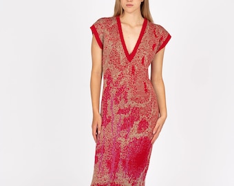 Luxe Jewel Tone Holiday Party Dress - Vibrant Ponte Fabric, Artistic Print  - Etsy