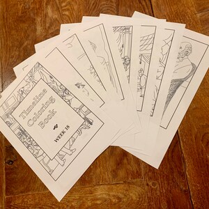 May include: Black and white coloring book pages with illustrations of people and objects. The cover page says "Timeline Coloring Book" and "Week 18".