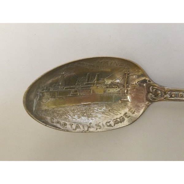 Vintage spoon  Maine Battleship Captain Sigsbee Crown Silverplate Co.