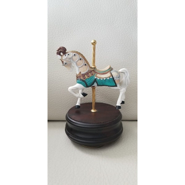 Vintage 1992 San Francisco Music Box Company Windup Musical Carousel Horse