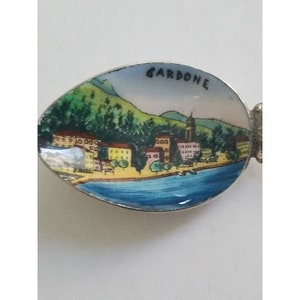 Antique souvenir spoon Gardone Enamel Hand painted Italy