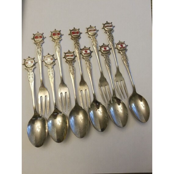 Japan Souvenir Collector Spoons Forks Panamamaru 1981 Nickel