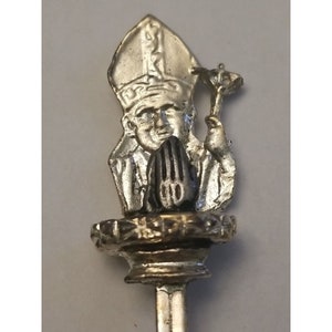 Vintage Souvenir Spoon Martyrs Shrine Pope Pius religous Silverplated