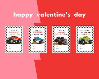 Instant Digital Download, Monster Truck Valentine Card, Monster Truck Valentine's Day Card For School, Kids Classroom Valentine Card
