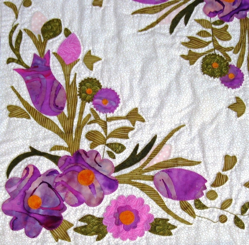 Flowerbed Quilt. Appliqued Quilt Pattern. PDF Digital Download Etsy