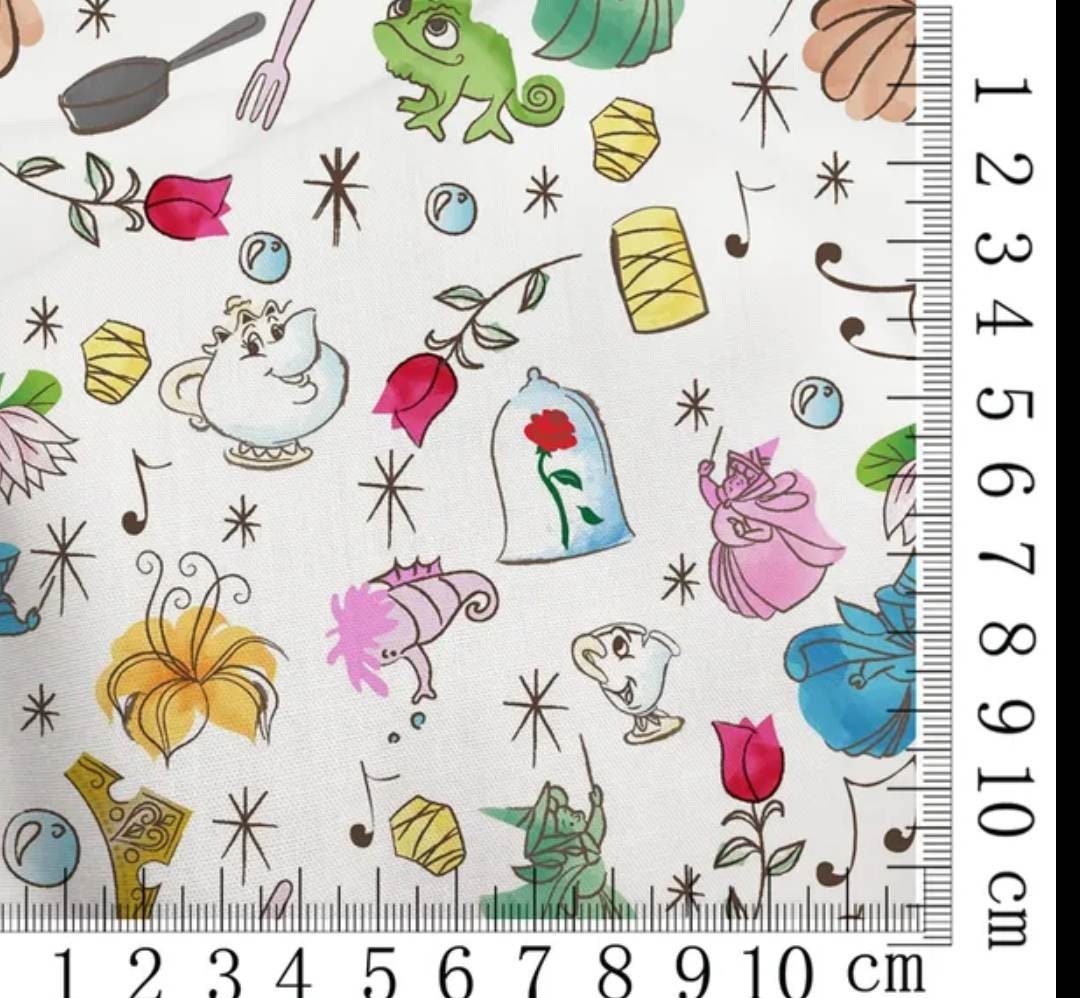 Vintage Disney Fabric Material Beauty & the Beast Fabric Etsy