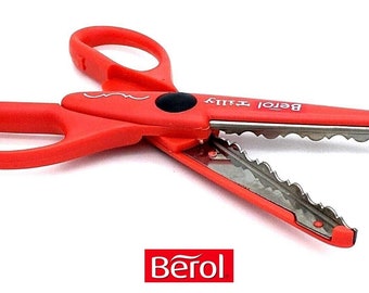 Berol Tilly Red Serrated Scissors 155mm 6" Wave Pattern Craft Crafting Cut Card