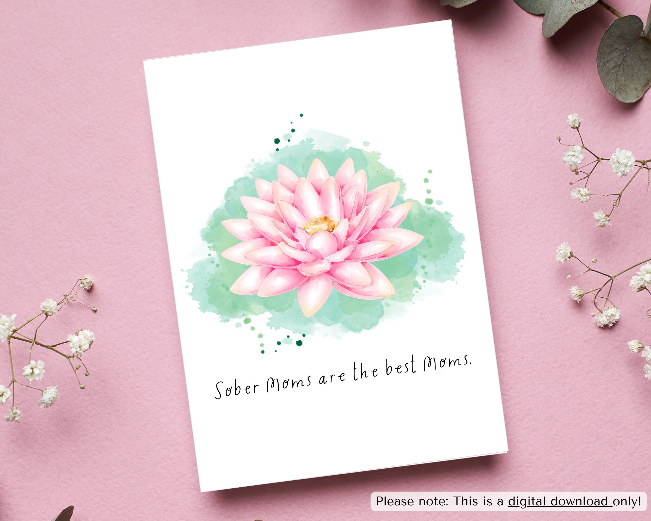Printable Mother's Day Greeting Card, Sobriety Gift for Mom, Addiction