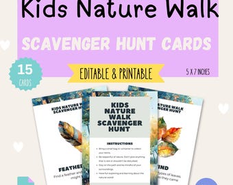Kids Nature Walk Scavenger Hunt: Outdoor Exploration Pack (Printable PDF)