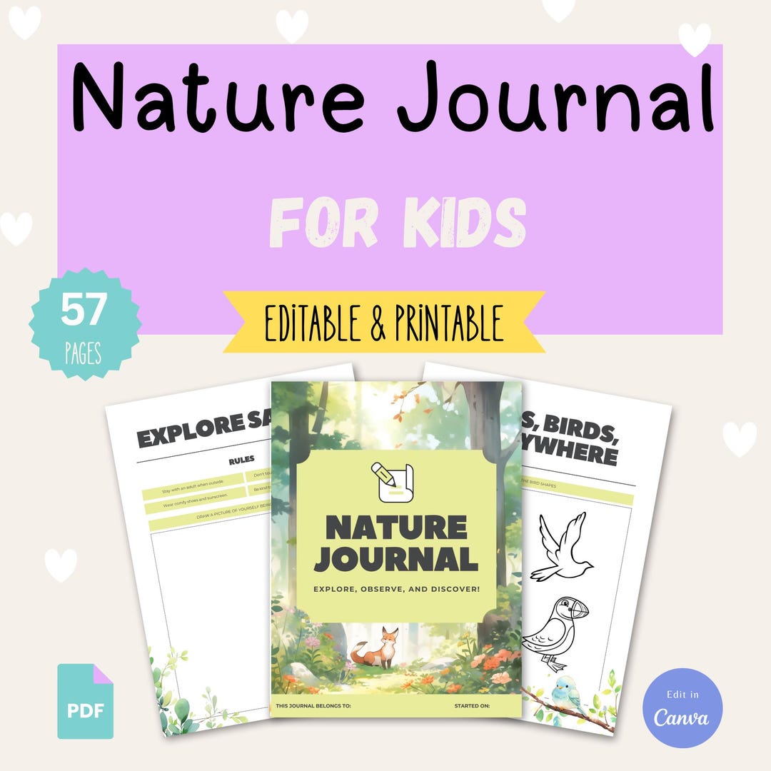 Nature Journal.pdf Kids Nature Journal: Outdoor Exploration Worksheets, Printable PDF ...