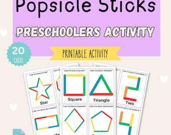 Popsicle Stick Shapes and Numbers Activity | Fine Motor Math STEM (PDF ...