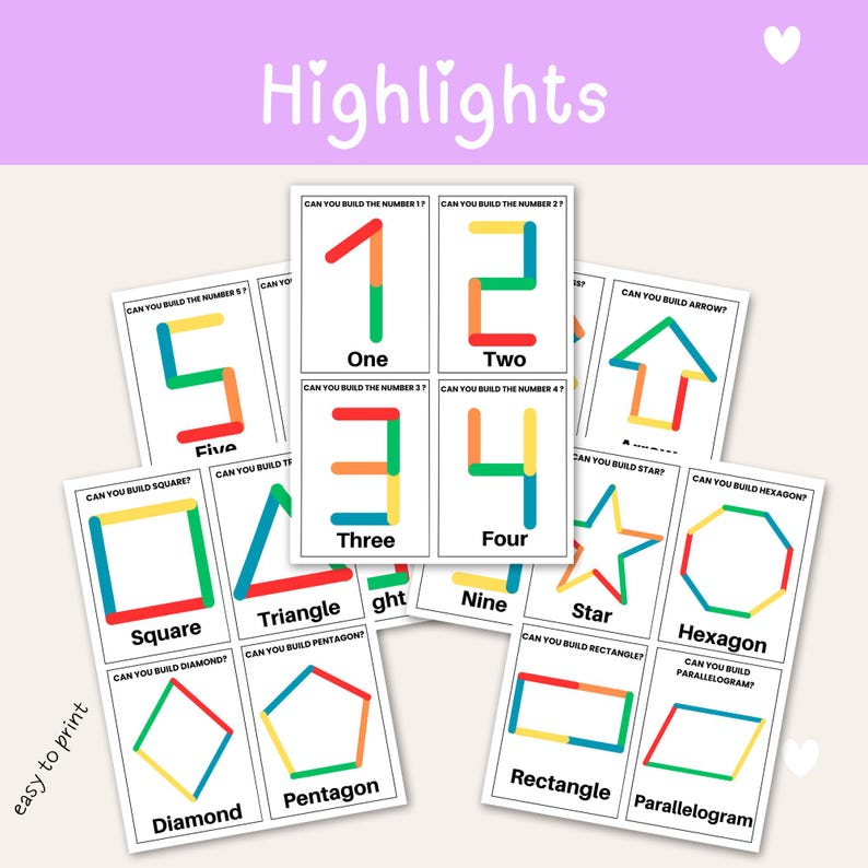 Popsicle Stick Shapes & Numbers Activity: Preschool Printable (PDF) - Etsy