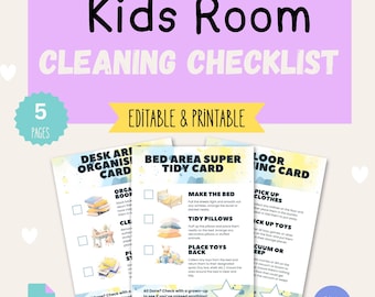 Kids Room Cleaning Checklist: Chore Cards, Fun Routine (Printable PDF + Canva)